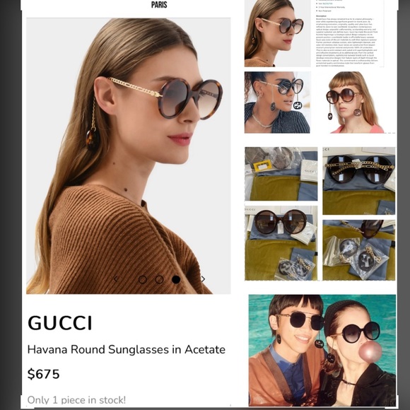 GUCCI HAVANA ROUNDS FROM THE CHARMS COLLECTION WITH DETACHABLE CHARMS FOR DRAMA - Picture 1 of 16